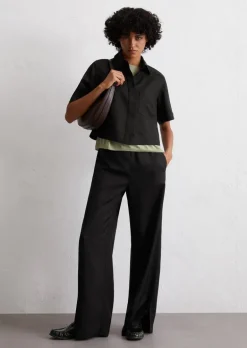 Bluzka z krótkim rękawem boxy wykonana z materiału Naia™ twill