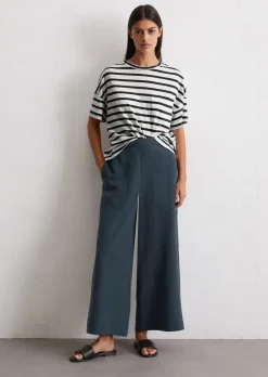 Culotte z szerokim krojem wykonane z mieszanki lycry i lnu TENCEL™