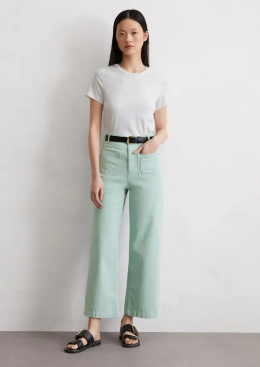 Dżinsy culotte model Tolva regular cropped wykonane z bawełny organicznej