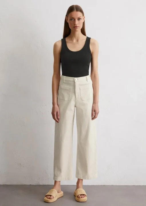 Dżinsy culotte model Tolva regular cropped wykonane z bawełny organicznej