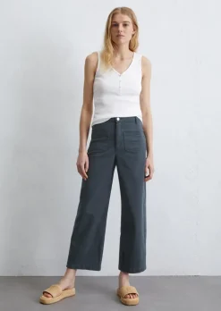 Dżinsy culotte model Tolva regular cropped wykonane z bawełny organicznej