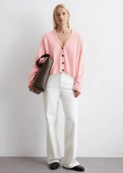 Kaszmirowy kardigan oversize cropped z wysokim komfortem noszenia