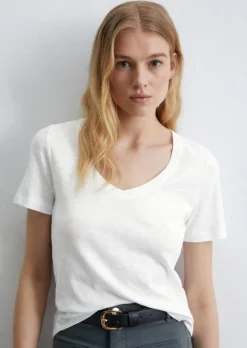 Koszulka DfC V-neck regular z węzełkowego dżerseju z bawełny organicznej