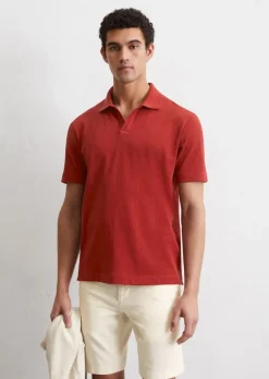 Koszulka polo jersey regular wykonane z bawełny organicznej i lnu