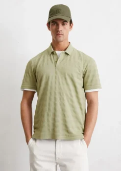 Koszulka polo jersey regular z prążkowaną strukturą