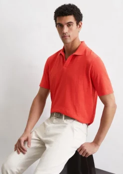 Koszulka polo jersey regular wykonane z bawełny organicznej i lnu