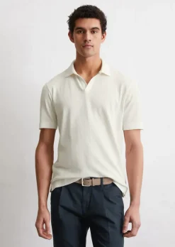 Koszulka polo jersey regular wykonane z bawełny organicznej i lnu
