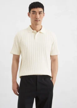 Koszulka polo jersey regular z szeroką żebrowaną strukturą