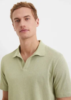 Koszulka polo jersey regular wykonane z bawełny organicznej i lnu