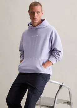 Luźna bluza z kapturem z haftowanym logo