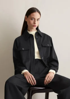 Overshirt w kształcie pudełka Wykonane z mieszanki bawełny organicznej i celulozy