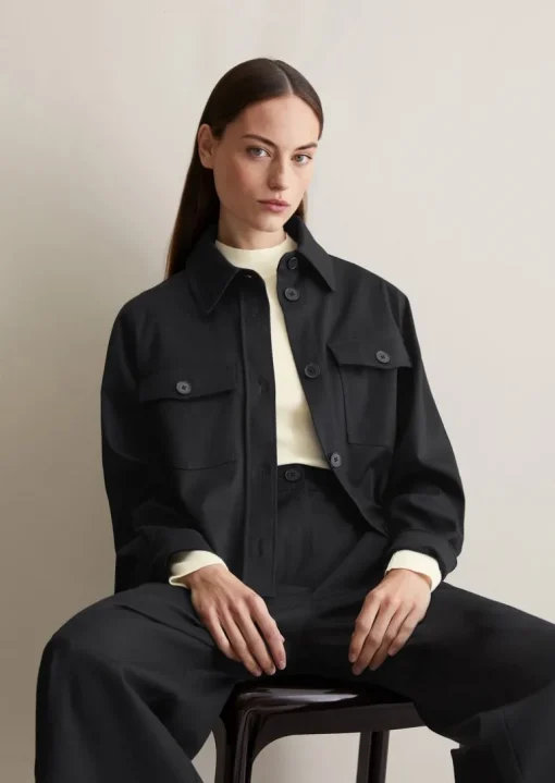 Overshirt w kształcie pudełka Wykonane z mieszanki bawełny organicznej i celulozy