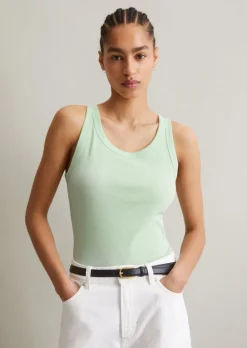 Prążkowany tank top slim wykonana z elastycznego dżerseju z bawełny organicznej