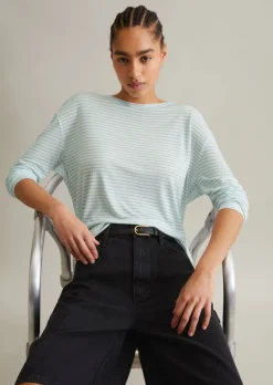 Regularny longsleeve w prążki wykonana z miękkiego dżerseju wiskozowego