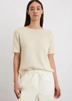 Regularny sweter z krótkim rękawem wykonana z organicznej mieszanki bawełny i lnu