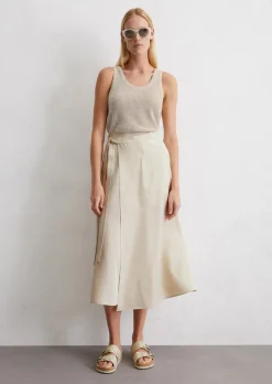 Rozkloszowana spódnica wykonane z mieszanki lycry i lnu TENCEL™