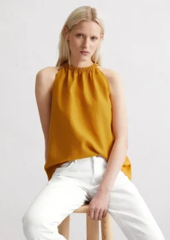 Rozkloszowany lniany top wykonane z lekkiego materiału