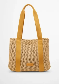 Shopper średni w szydełkowej rafii bast look
