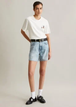 Spodenki jeansowe model Filda relaxed wykonane ze sztywnego denimu