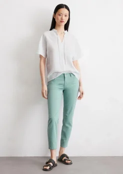 Spodnie model Lulea slim cropped wykonana z mieszanki lyocellu i bawełny