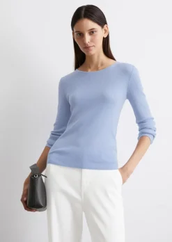 Sweter z długim rękawem z dzianiny slim wykonana z delikatnej wełny merynosów