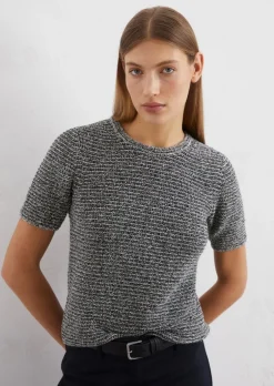 Sweter z krótkim rękawem slim wykonane z przędzy bouclé