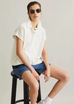 Szeroka koszulka polo z ręcznikiem frotte wykonane z miękkiej bawełny organicznej