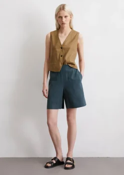 Szerokie spodenki wykonane z mieszanki lycry i lnu TENCEL™