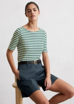 T-shirt w paski slim wykonana z dżerseju z bawełny organicznej