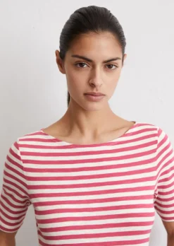 T-shirt w paski slim wykonana z dżerseju z bawełny organicznej