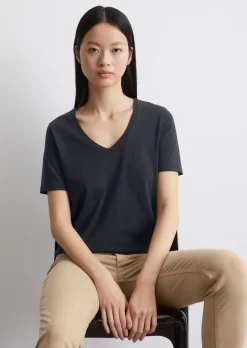 T-shirt z dekoltem w serek, fason regular z bawełny organicznej