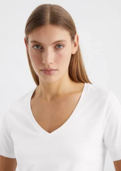 T-shirt z dekoltem w serek, fason regular z bawełny organicznej